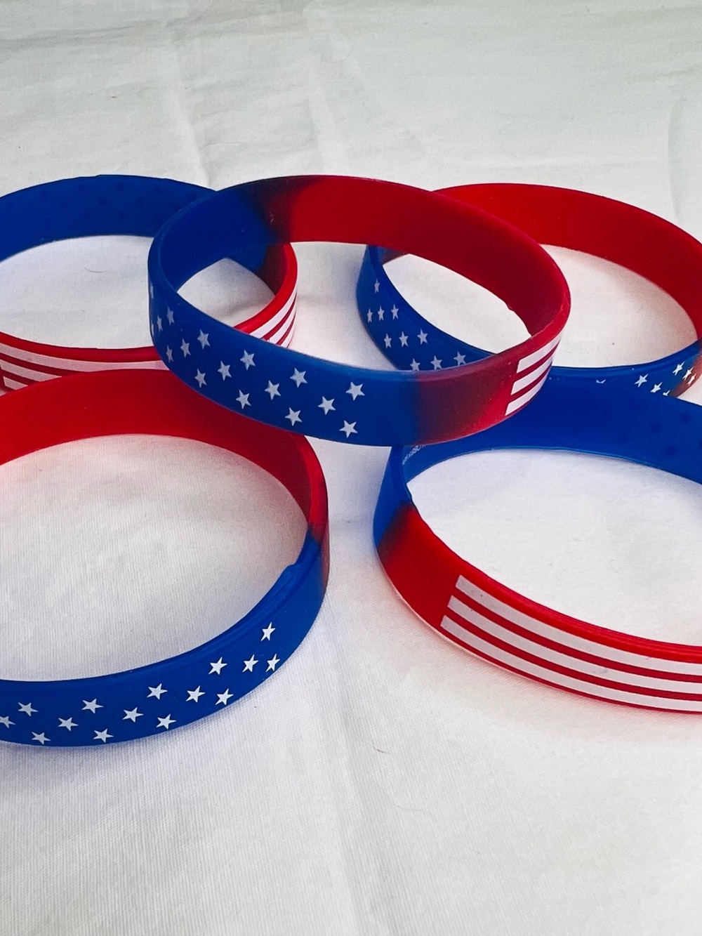 USA 4th July Patriotic Red & Blue Silicone Wristbands - Stars & Stripes 1 piece